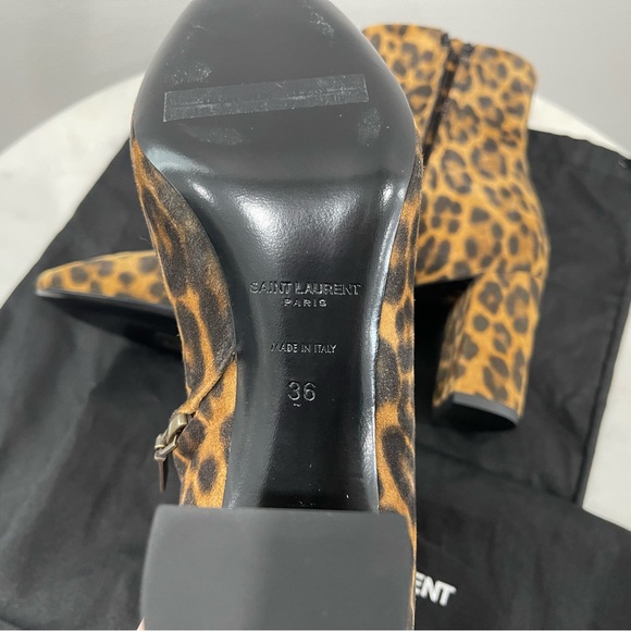 Saint Laurent YSL Leopard Print Suede Lou 75 Zip Bootie Sz 36 EU (5.5-6 US) - Picture 6 of 12